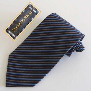 STEFANO RICCI striped silk tie w Swarovski crystal accents